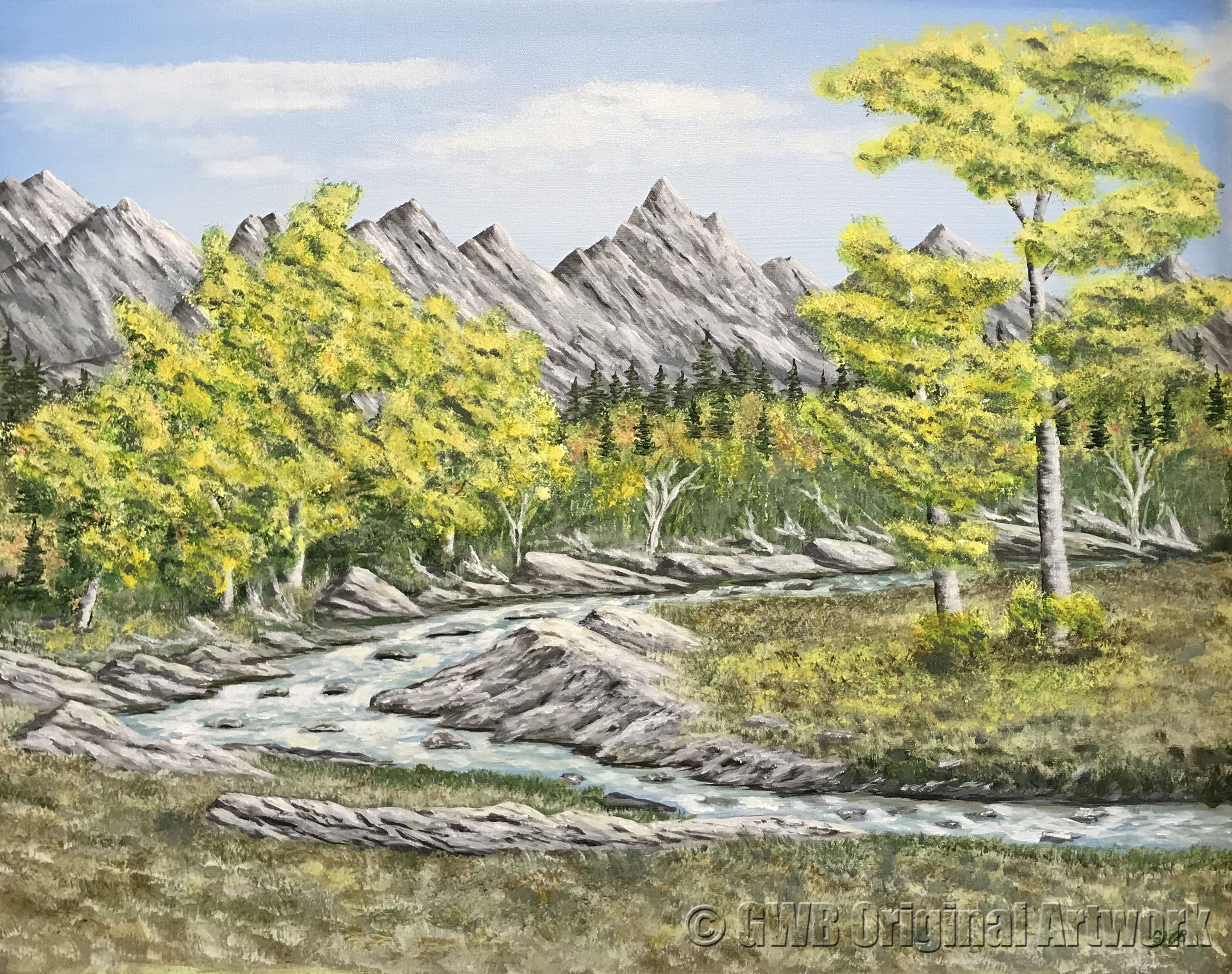 Fall Cedars by a Stream